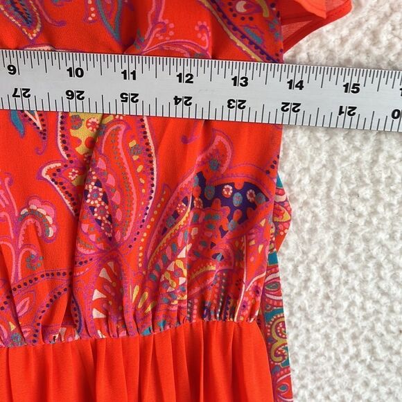 Anthropologie Maeve Blushed Paisley Maxi Dress Womens Size 0 Orange - Picture 7 of 10
